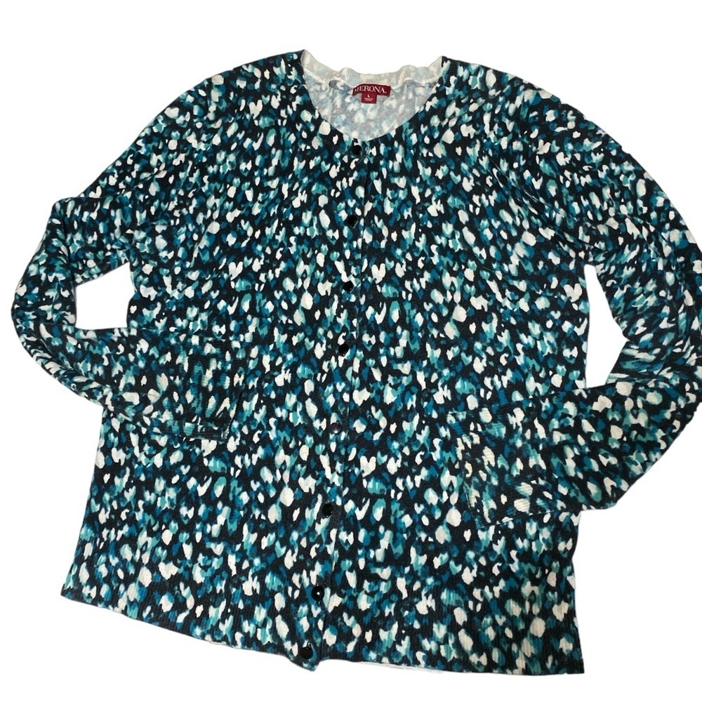 Merona cardigan crew neck button black spandex turquoise, white long sle…